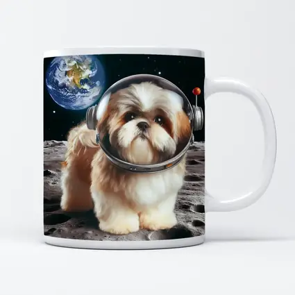 Shih Tzu Astronaut Dog on the Moon