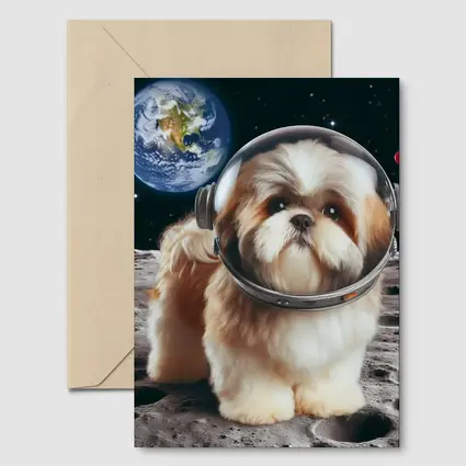 Shih Tzu Astronaut Dog on the Moon