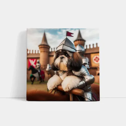 Shih Tzu Knight Armor Castle Medieval Scene