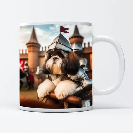 Shih Tzu Knight Armor Castle Medieval Scene