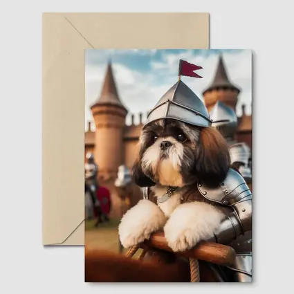 Shih Tzu Knight Armor Castle Medieval Scene