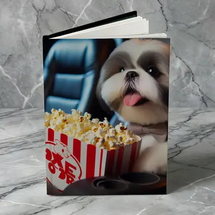 Shih Tzu Dog Watching Movie With Popcorn