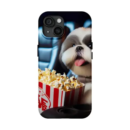Shih Tzu Dog Watching Movie With Popcorn