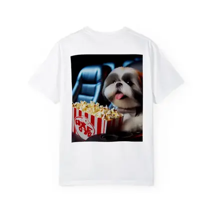 Shih Tzu Dog Watching Movie With Popcorn