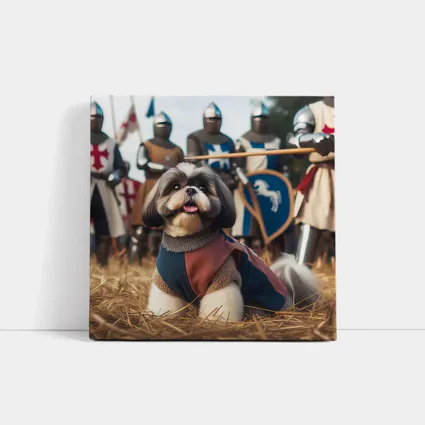Shih Tzu Knight Medieval Crusader Battle Scene
