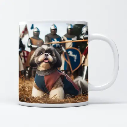 Shih Tzu Knight Medieval Crusader Battle Scene