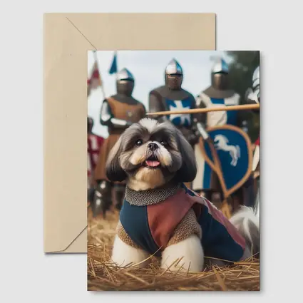 Shih Tzu Knight Medieval Crusader Battle Scene