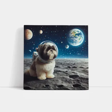 Shih Tzu Astronaut Dog on Moon Space