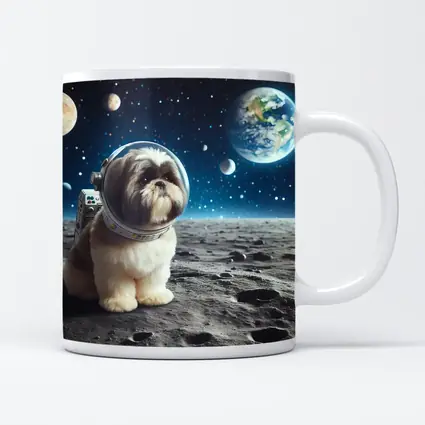 Shih Tzu Astronaut Dog on Moon Space