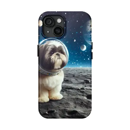 Shih Tzu Astronaut Dog on Moon Space