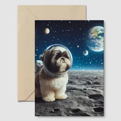 Shih Tzu Astronaut Dog on Moon Space