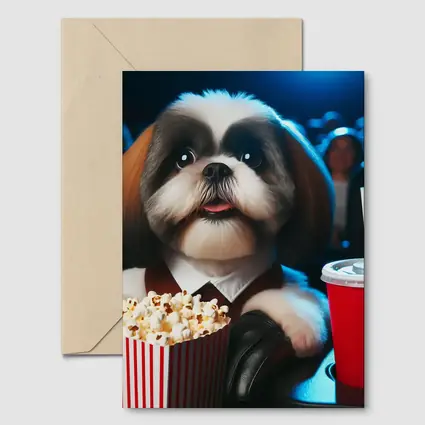 Shih Tzu Watching Movie At Cinema