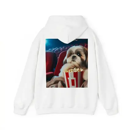 Shih Tzu Dog Watching Movie With Popcorn