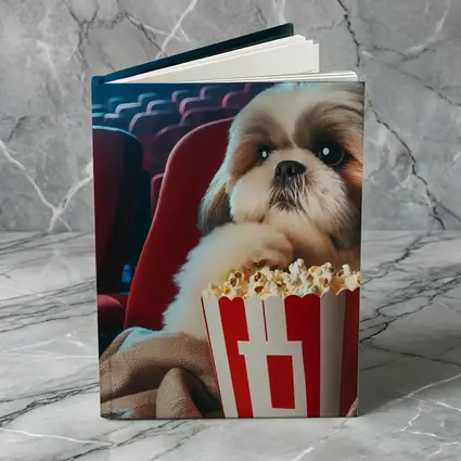 Shih Tzu Dog Watching Movie With Popcorn