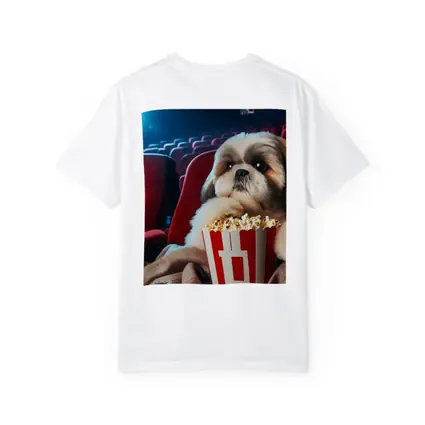 Shih Tzu Dog Watching Movie With Popcorn