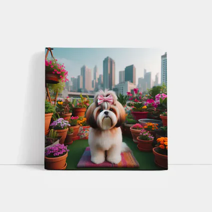 Shih Tzu Dog City Rooftop Flower Garden