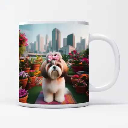Shih Tzu Dog City Rooftop Flower Garden