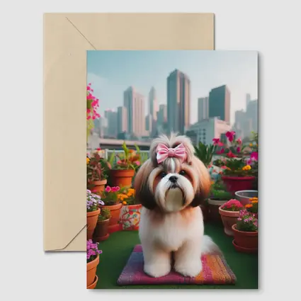 Shih Tzu Dog City Rooftop Flower Garden