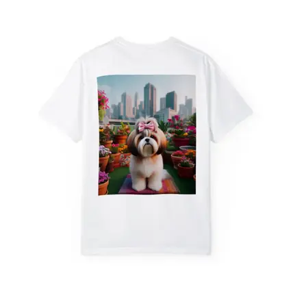 Shih Tzu Dog City Rooftop Flower Garden