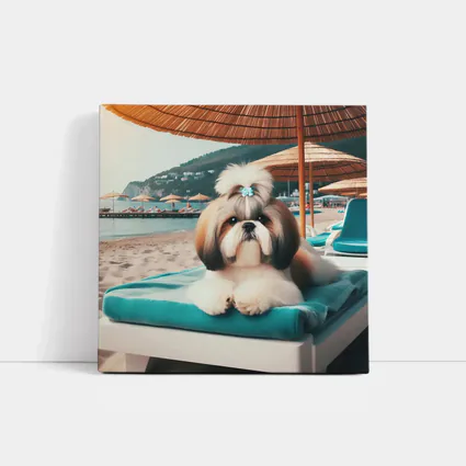 Shih Tzu Relaxing On Beach Lounge Chair