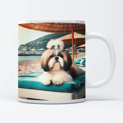 Shih Tzu Relaxing On Beach Lounge Chair
