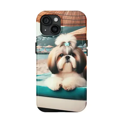 Shih Tzu Relaxing On Beach Lounge Chair