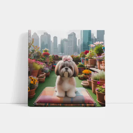 Shih Tzu Dog Rooftop Garden City Background