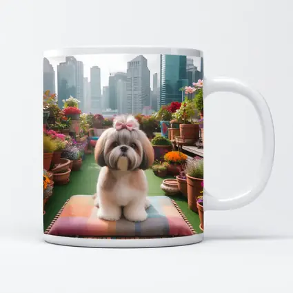 Shih Tzu Dog Rooftop Garden City Background
