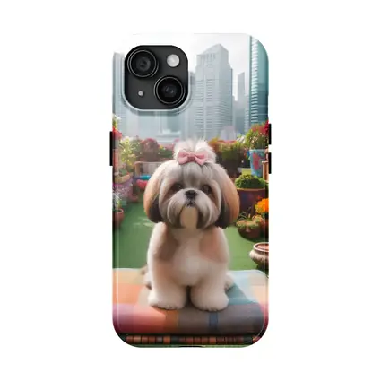 Shih Tzu Dog Rooftop Garden City Background