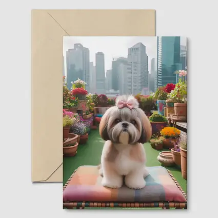 Shih Tzu Dog Rooftop Garden City Background