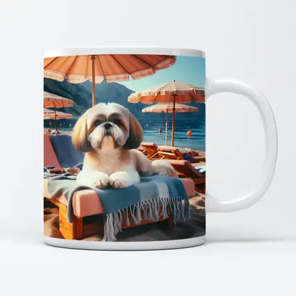 Shih Tzu Relaxing on Beach Lounge Chair