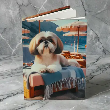 Shih Tzu Relaxing on Beach Lounge Chair