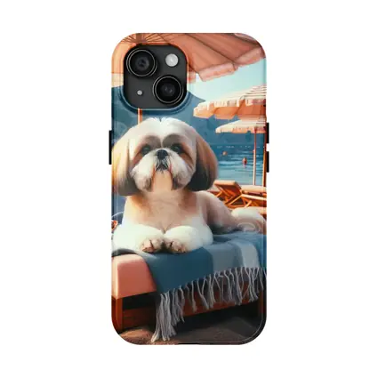 Shih Tzu Relaxing on Beach Lounge Chair
