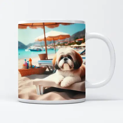 Shih Tzu Dog Relaxing On Beach Chair