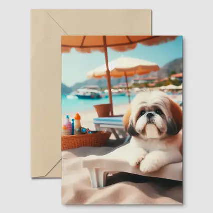Shih Tzu Dog Relaxing On Beach Chair