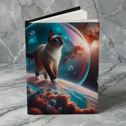 Siamese Cat Floating Bubble Cosmic Space