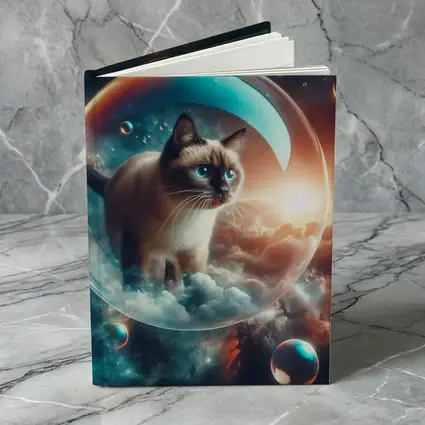 Siamese Cat Floating Bubble Cosmic Sky
