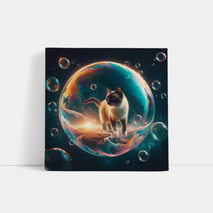 Siamese Cat Standing Inside Cosmic Bubble