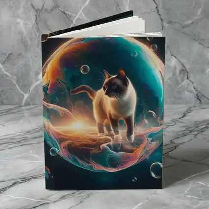 Siamese Cat Standing Inside Cosmic Bubble
