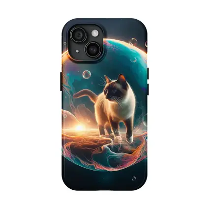 Siamese Cat Standing Inside Cosmic Bubble