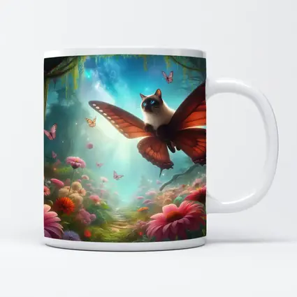 Siamese Cat Butterfly Wings Fantasy Forest
