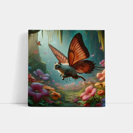 Siamese Butterfly Cat Flying Enchanted Forest