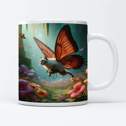 Siamese Butterfly Cat Flying Enchanted Forest