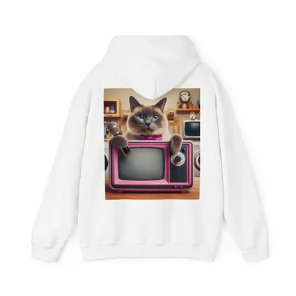 Birman Cat Holding Microphone Retro Pink TV