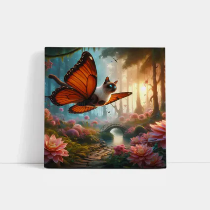 Siamese Cat Butterfly Wings Fantasy Forest