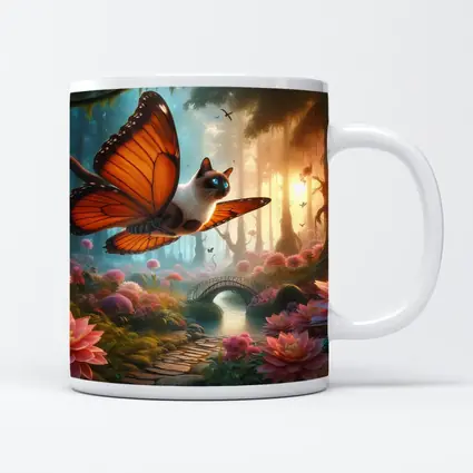 Siamese Cat Butterfly Wings Fantasy Forest