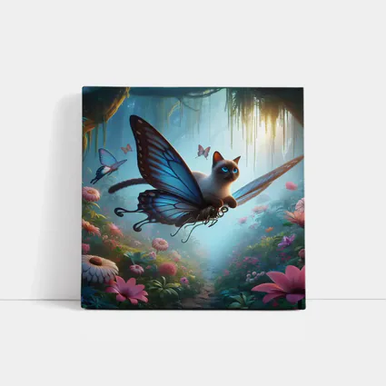 Siamese Cat Butterfly Wings Fantasy Forest