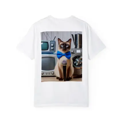 Siamese Cat Blue Bow Tie Microphone Retro