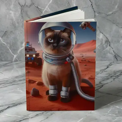 Siamese Cat Astronaut On Mars Surface