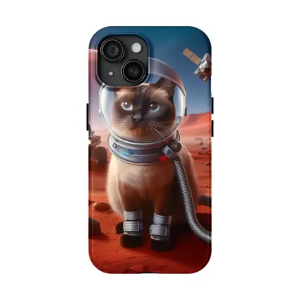 Siamese Cat Astronaut On Mars Surface